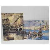 VTG Mediterraean Litho Sailboat & Paris Lithograph