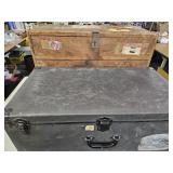 Antique  Travel Luggage & Wooden Shipping Crate