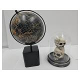 7" H Skull Head Under Dome & 12" high Globe