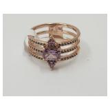 10KG Over Jewelers Bronze Amethyst Ring Sz 9