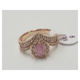Rose Gold Over Jewelers Bronze Pink CZ Ring Sz 9
