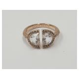 10KG Over Jewelers Bronze White Topaz Ring Sz 7