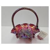 Beautiful Fenton Footed Irridescent Glass Basket