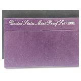 1991 US Mint Proof Set Coins