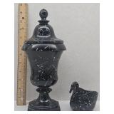 Amethyst Candy Dish w Little Swan