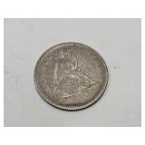 1858 Seeded Liberty Silver Quarter Coin