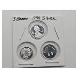 3 Grams .999 Fine Silver