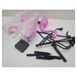 NEW Solar Lighted Plastic Flamingo Lawn Art 11"H