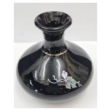 Hand Painted & Signed Black  Febton Vase 5" h