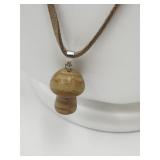 Natural Stone Mushroom on Cord Necklace