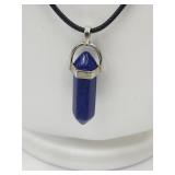 Blue Stone Point on Corded Necklace