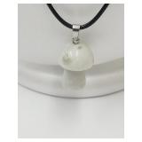 Natural Stone Mushroom on Leather Cord Necklace