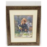 Cambodia Framed Wall Art Signed Water Color 20x24