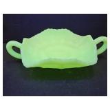 Fenton Uranium  Satin Custard Glass Nappy 6 x 8.5"
