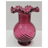 Cranberry  Red Swirl Vase 8" high