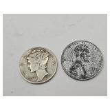 1943  Mercury Dime & 