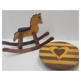 HandMade Cedar Lazy Susan 14"& Doll Rocking Horse