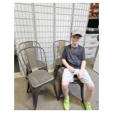 4 Bistro Style Metal Stackable Chairs
