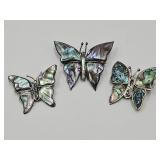 Set Sterling Silver & Mother of Pearl Butterfly