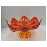 MCM  Viking Glass 9 3/4' wide Crimped Compote