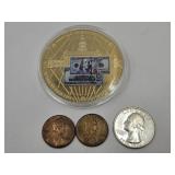 76 Silver qrt. Wheat Pennies, Franklin