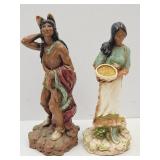 Universal Statuary Indian 15"h & Homco Squaw
