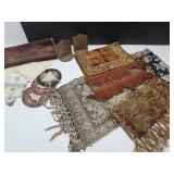 Cast Iron Book Ends w/VTG Table Runners/Covers