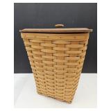 Longaberger Basket W Wood Lid+Liner 13 1/2x16 1/2'