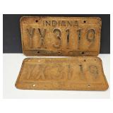 1951 Indiana Embossed Pair Of License Plates