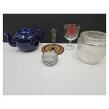 Vintage Counter Jar w/Lid, Laundry Guide, Coaster+