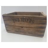 Primitive TWO RIVERS Beverage AD. Wood Crate 17"L