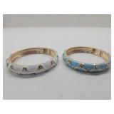 2 JTV Bangle Enamel Goldtone Bracelets