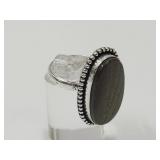 925 Silver & Natural Stone Ring Sz 10.5