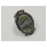 925 Silver & Natural Stone Ring Sz 9.5