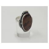 925 Silver & Natural Stone Ring Sz 8.5