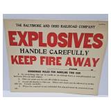 RAILROAD EXPLOSIVES  Warning 14 x 11'