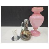 Art Glass Cruet w/Stopper Vase & Angel