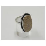 925 Silver & Sandstone Ring Sz 10.5