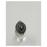 925 Silver & Labradorite Ring Sz 8.5