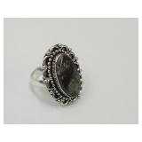 925 Silver & Jasper Ring Sz 7.5