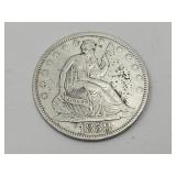 1858 Silver Seated Liberty Half Dollar Coin
