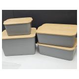 Gray Storage Boxes w Wpod Lids 12"- 16.5" w