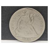 1865 S Seated Liberty Silver Half Dollar Coin