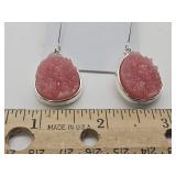Pink Druzy Quartz Earrings