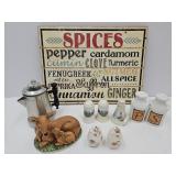 Shaker Lot, 1 Cup Percolator, Sign & Deer