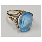 14K Gold Ring w Topaz & Diamond SZ 5 WT w Gem