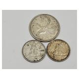 3 Silver Canadian Coins SEE DATES
