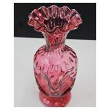 Fenton Cranberry  Glass Vase 7" h