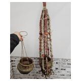 Macrame & 2 Stoneware Planter Pots