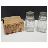 Vtg Square Perfect Mason Jar Salt+Pepper Shaker